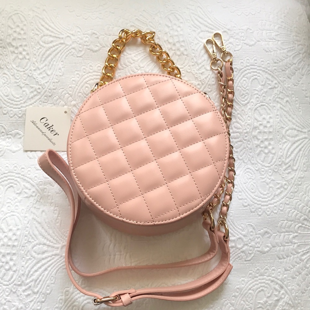 Pink Round Quilted Handbag